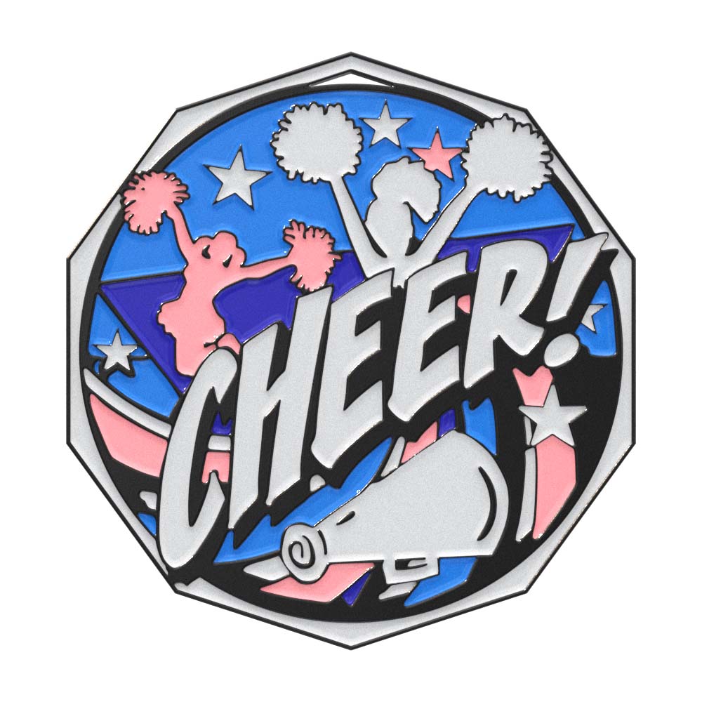 Cheer Decagon Colored Medallion (2")
