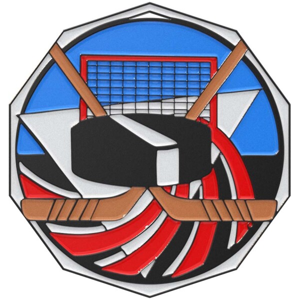 Hockey Decagon Colored Medallion (2")