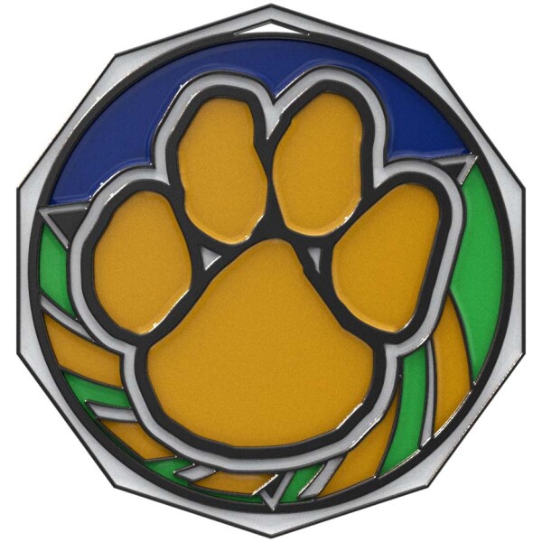 Paw Decagon Colored Medallion (2")