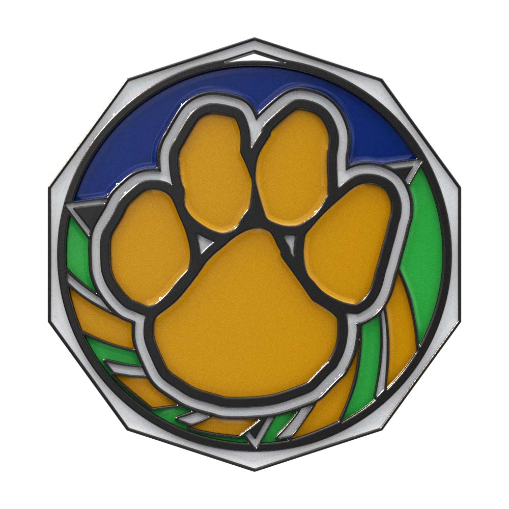 Paw Decagon Colored Medallion (2")