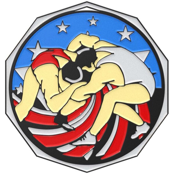 Wrestling Decagon Colored Medallion (2")